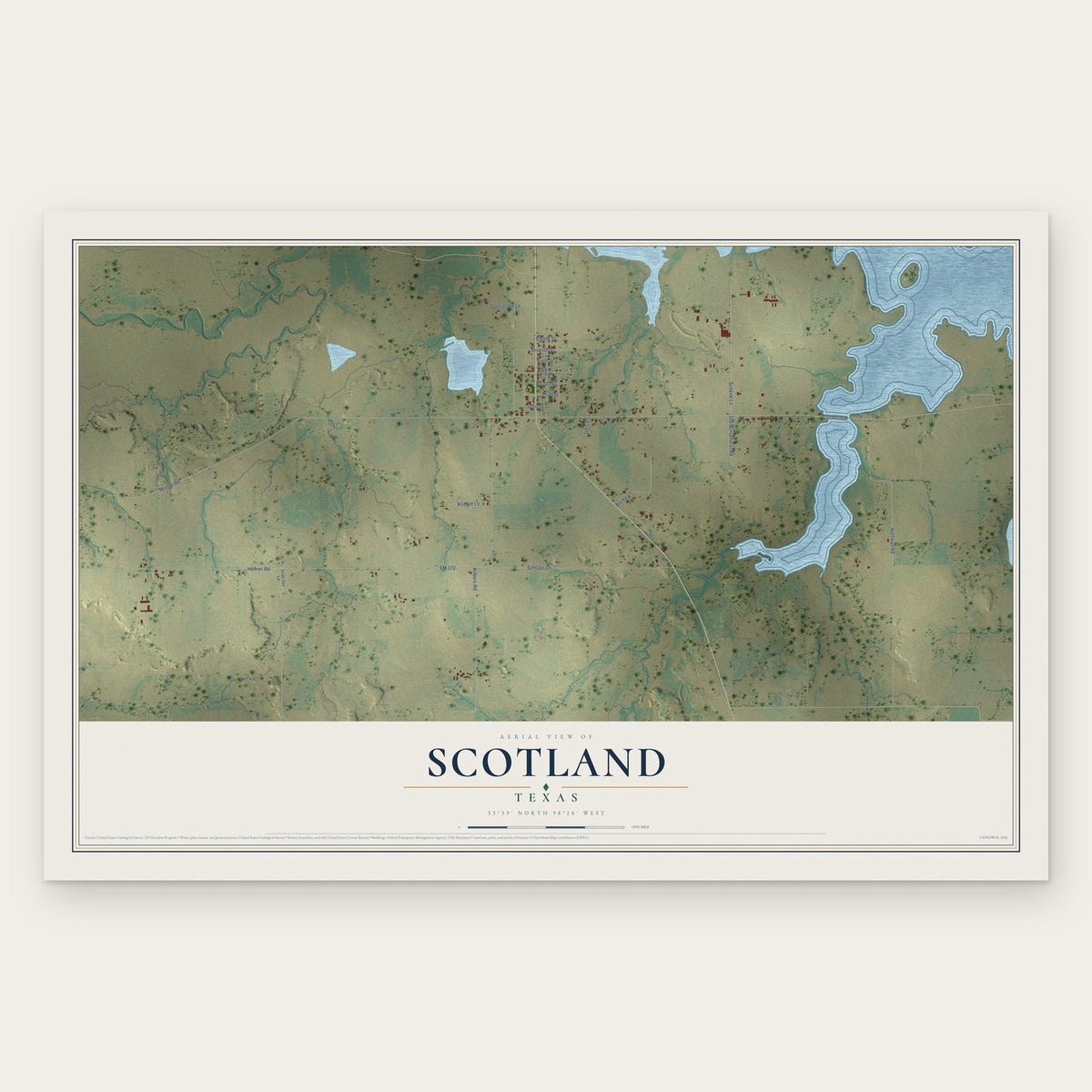 Scotland, Texas map print, the full design