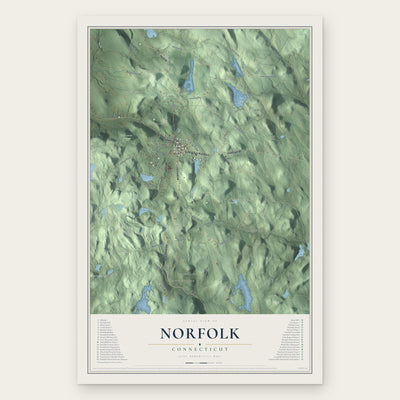 Norfolk, Connecticut map print, the full design