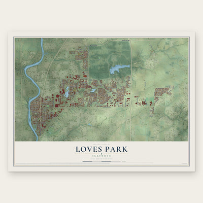 Loves Park, Illinois map print, the full design