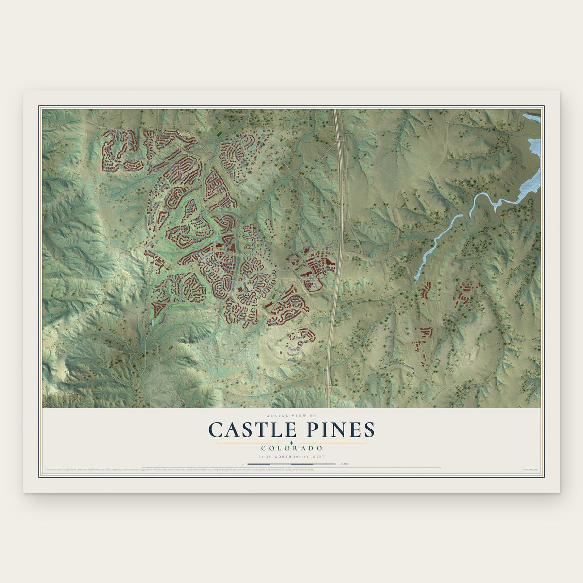 Castle Pines, Colorado map print, the full design