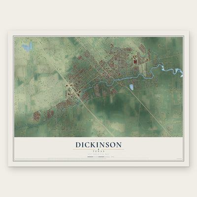 Dickinson, Texas map print, the full design
