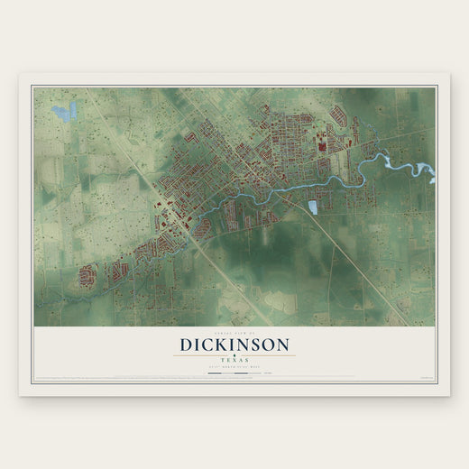 Dickinson, Texas map print, the full design