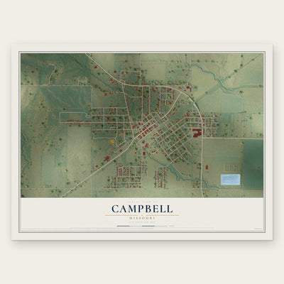Campbell, Missouri map print, the full design