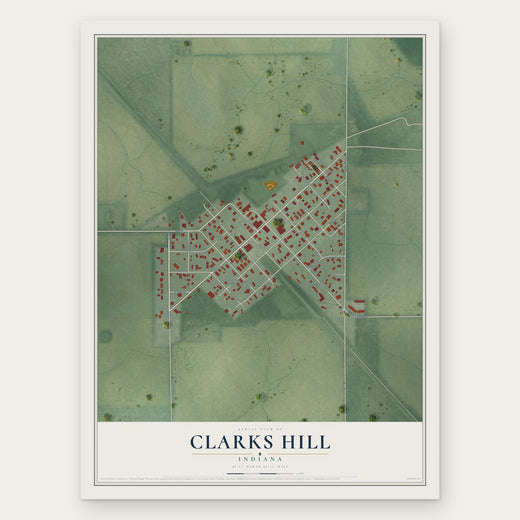 Clarks Hill, Indiana map print, the full design