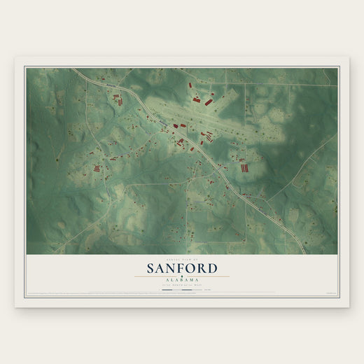 Sanford, Alabama map print, the full design