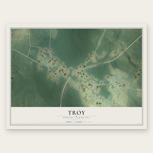 Troy, South Carolina map print, the full design