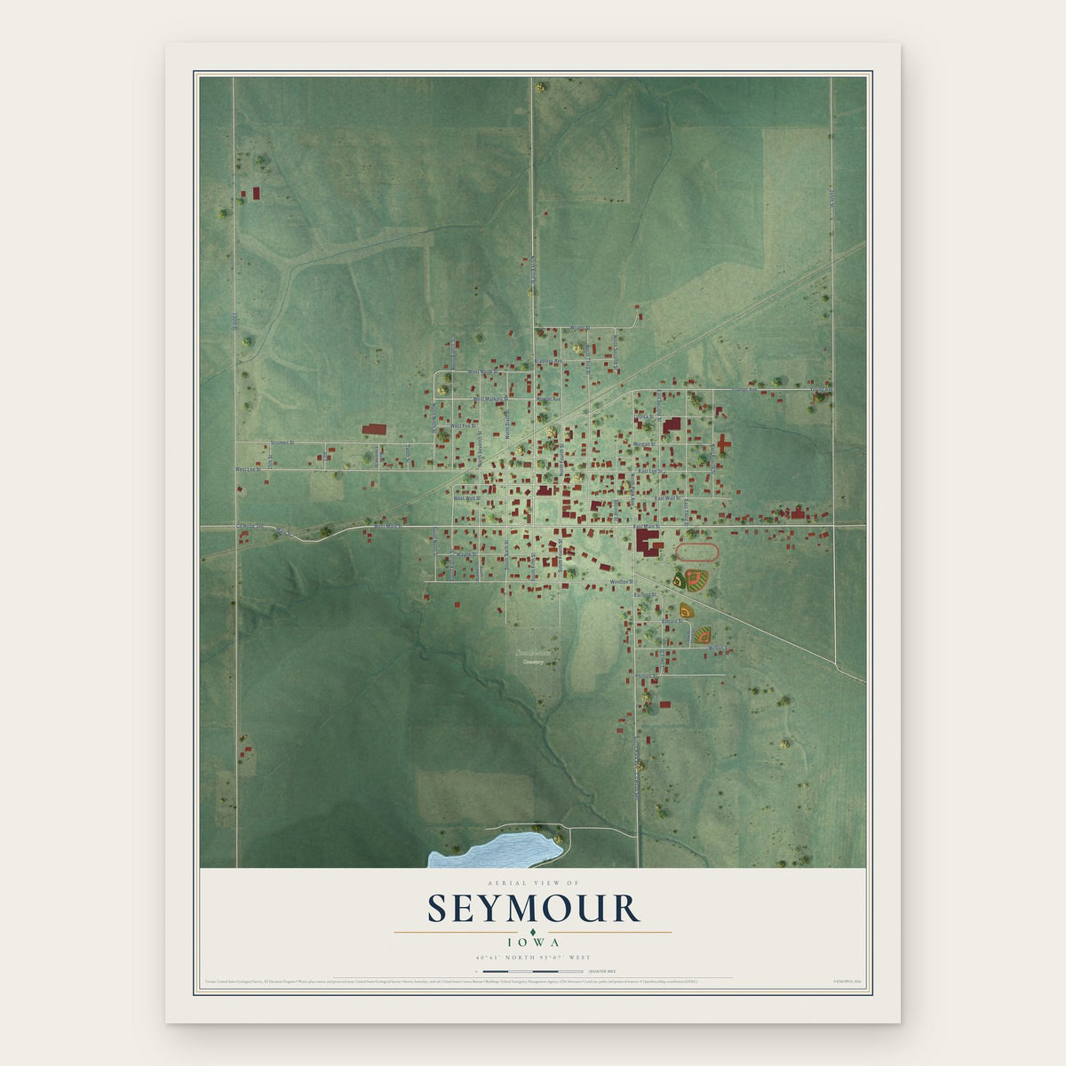 Seymour, Iowa map print, the full design