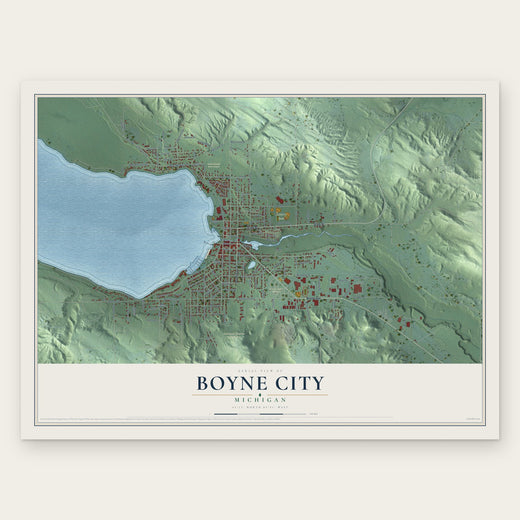 Boyne City, Michigan map print, the full design