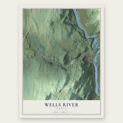 Wells River, Vermont map print, the full design