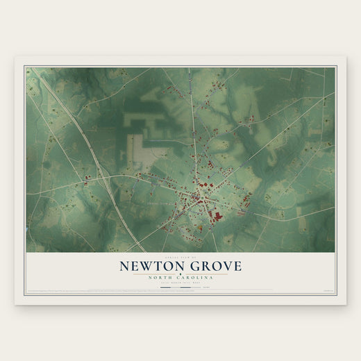 Newton Grove, North Carolina map print, the full design