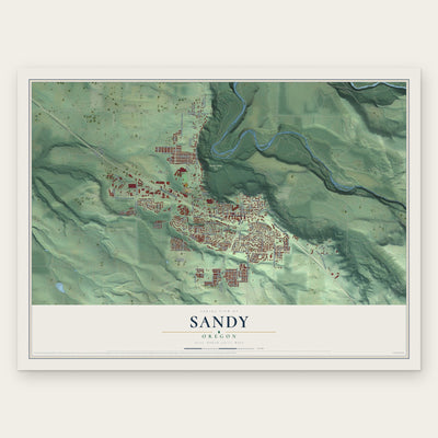 Sandy, Oregon map print, the full design