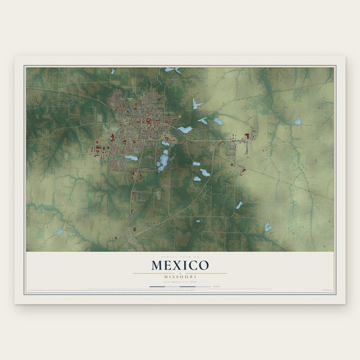 Mexico, Missouri map print, the full design