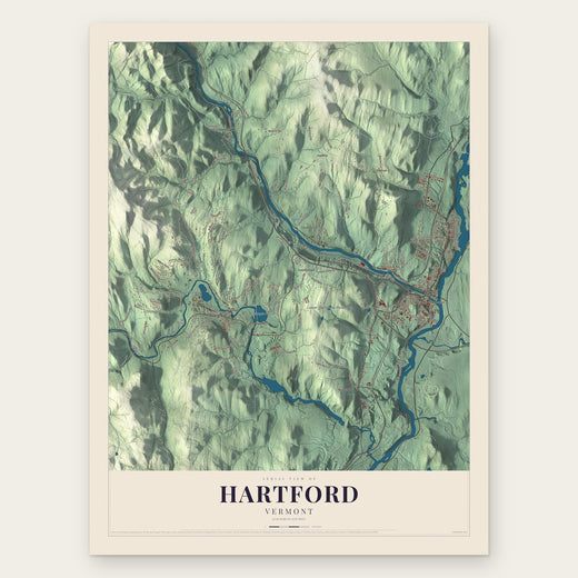 Hartford, Vermont map print, the full design