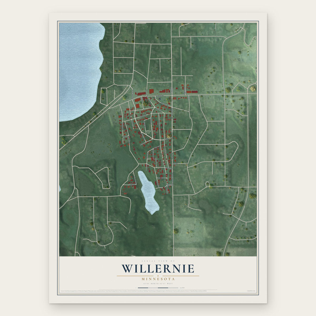 Willernie, Minnesota map print, the full design
