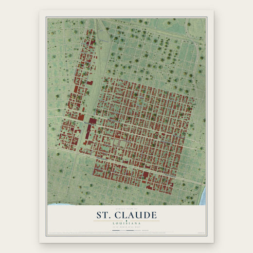 St. Claude, Louisiana map print, the full design
