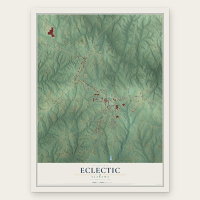 Eclectic, Alabama map print, the full design