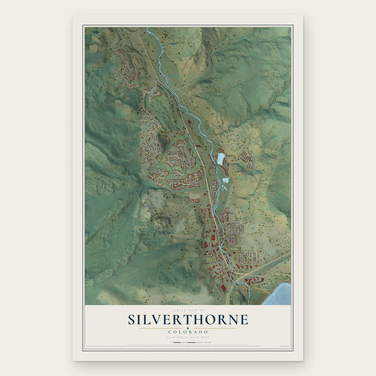 Silverthorne, Colorado map print, the full design