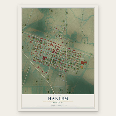 Harlem, Montana map print, the full design