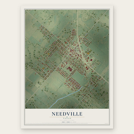 Needville, Texas map print, the full design