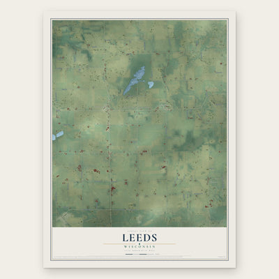 Leeds, Wisconsin map print, the full design