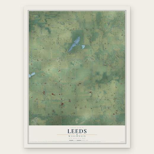 Leeds, Wisconsin map print, the full design