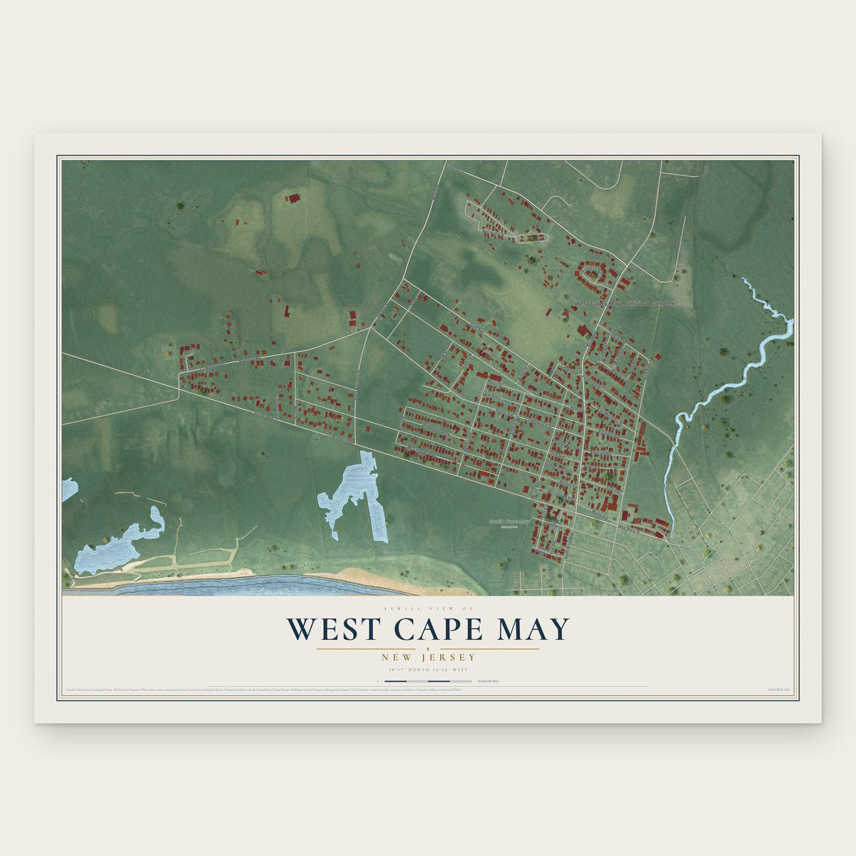 West Cape May, New Jersey map print, the full design