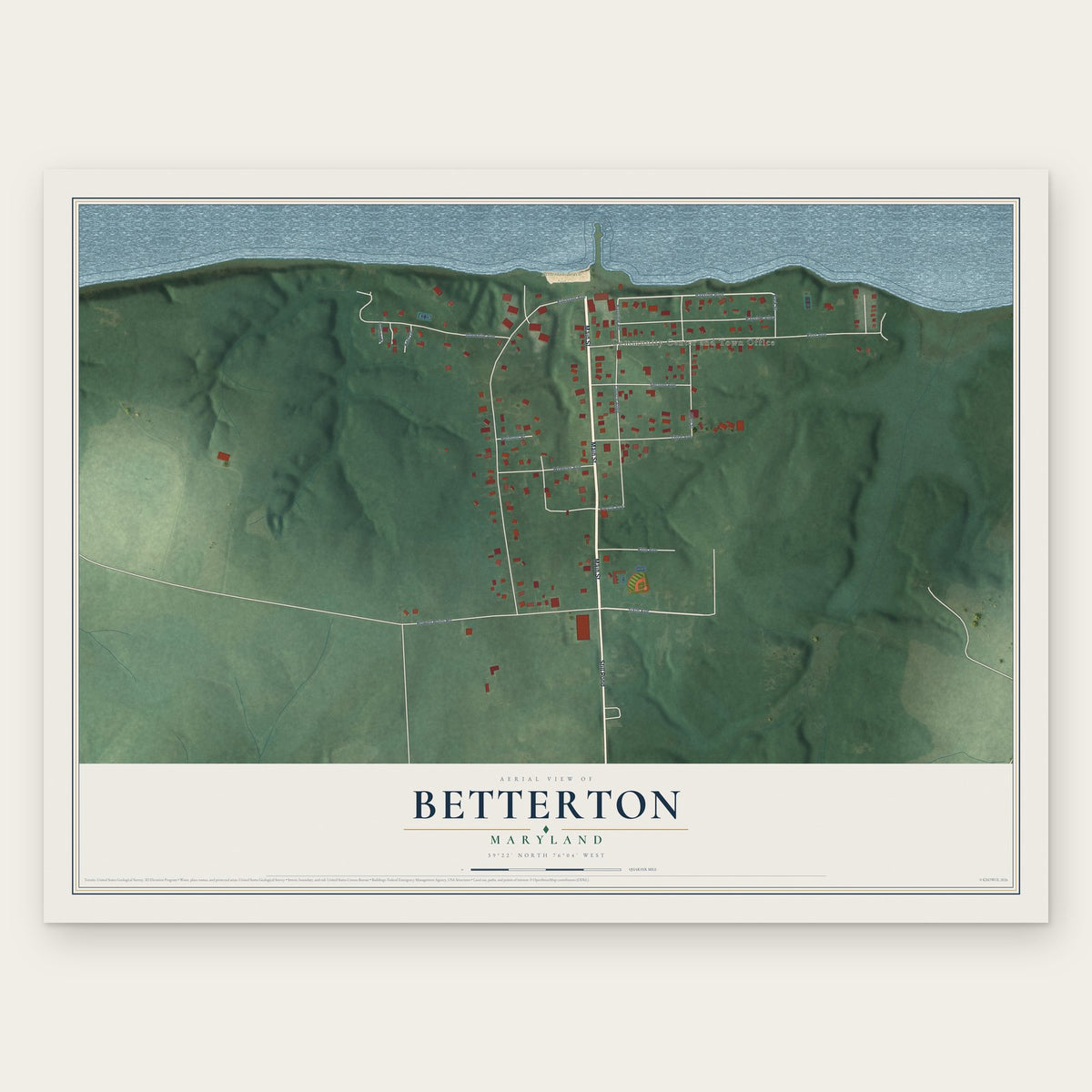 Betterton, Maryland map print, the full design