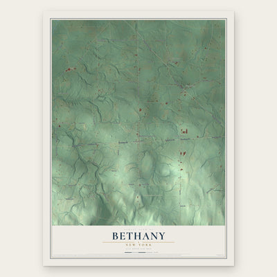Bethany, New York map print, the full design