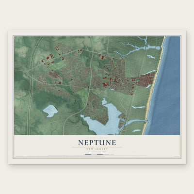 Neptune, New Jersey map print, the full design