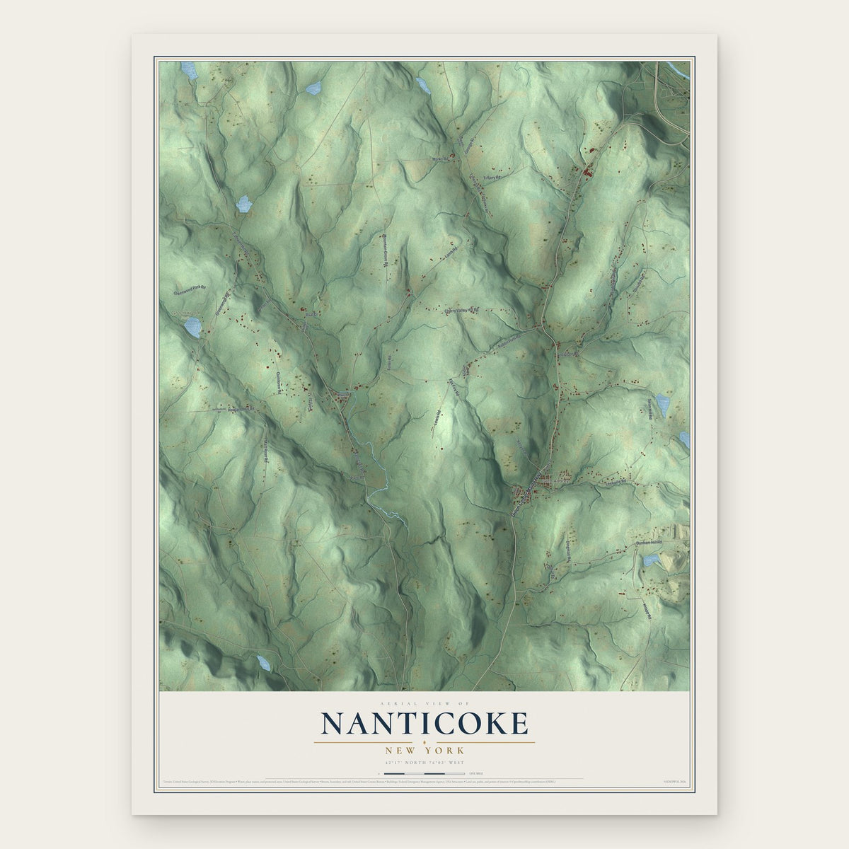 Nanticoke, New York map print, the full design