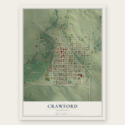 Crawford, Nebraska map print, the full design