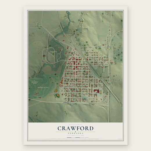 Crawford, Nebraska map print, the full design