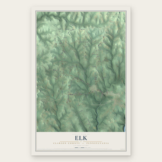 Elk, Clarion County, Pennsylvania map print, the full design