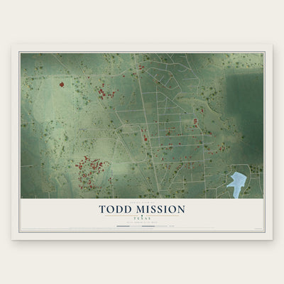 Todd Mission, Texas map print, the full design