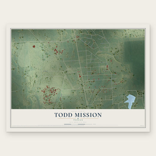 Todd Mission, Texas map print, the full design