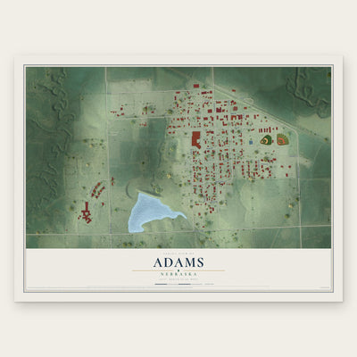 Adams, Nebraska map print, the full design