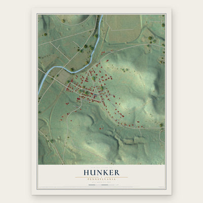 Hunker, Pennsylvania map print, the full design