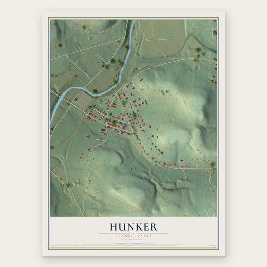 Hunker, Pennsylvania map print, the full design