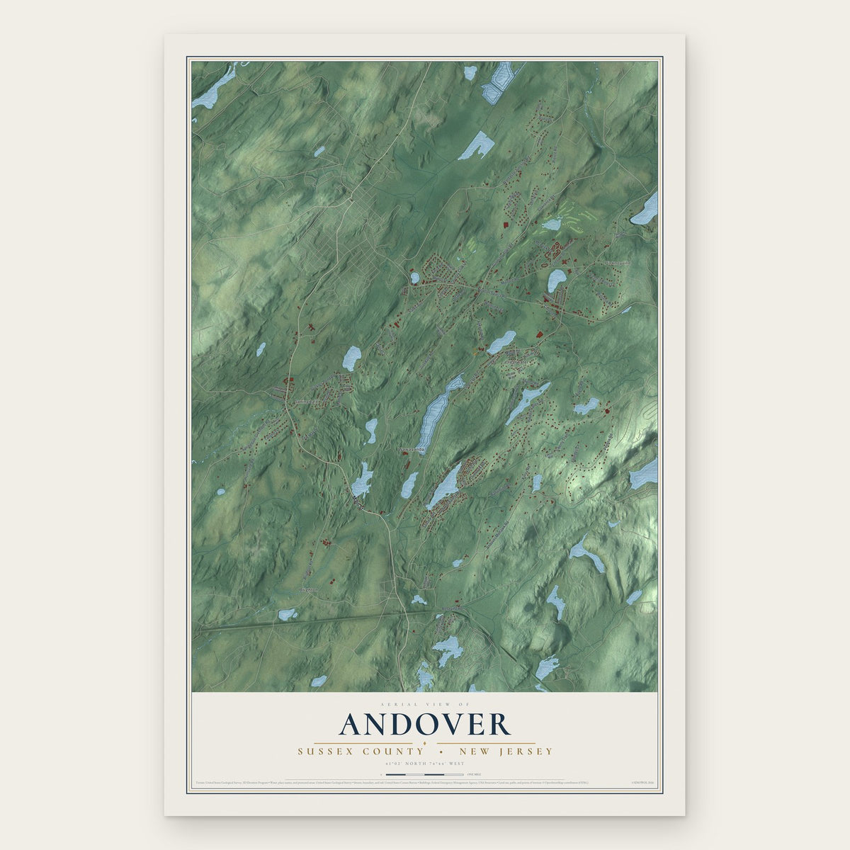 Andover, Sussex County, New Jersey map print, the full design