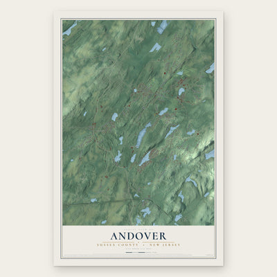 Andover, Sussex County, New Jersey map print, the full design