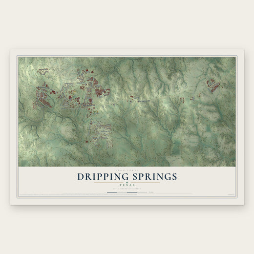 Dripping Springs, Texas map print, the full design
