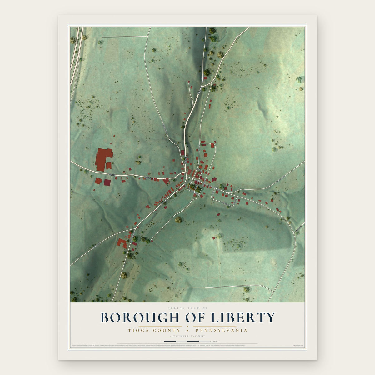 Borough of Liberty, Tioga County, Pennsylvania map print, the full design