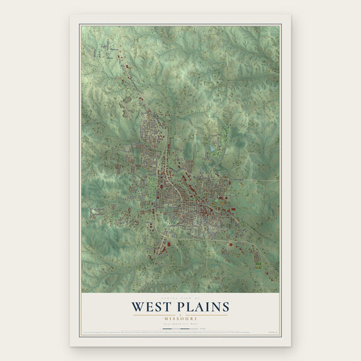 West Plains, Missouri map print, the full design