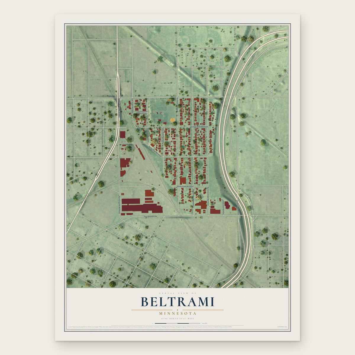Beltrami, Minneapolis, Minnesota map print, the full design