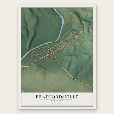 Bradfordsville, Kentucky map print, the full design