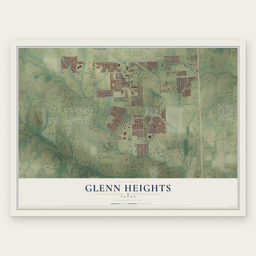 Glenn Heights, Texas map print, the full design