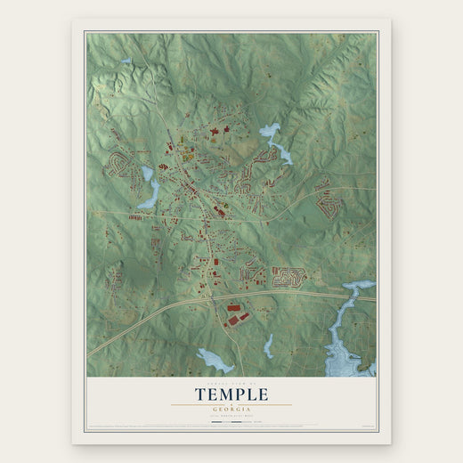 Temple, Georgia map print, the full design