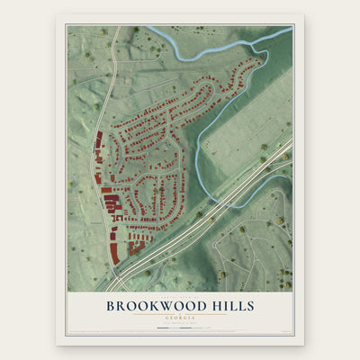 Brookwood Hills, Georgia map print, the full design