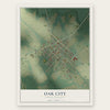 Oak City, North Carolina map print, the full design
