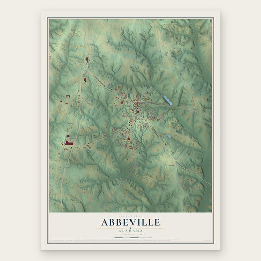 Abbeville, Alabama map print, the full design
